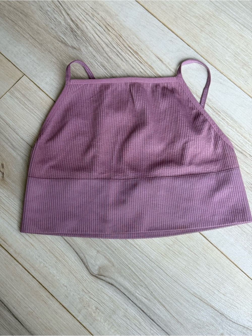 Mauve Ribbed Cropped Tank Top